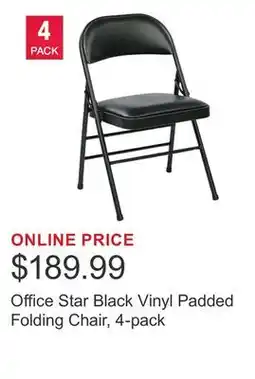 Costco Office Star Black Vinyl Padded Folding Chair, 4-pack offer