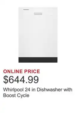 Costco Whirlpool 24 in Dishwasher with Boost Cycle offer