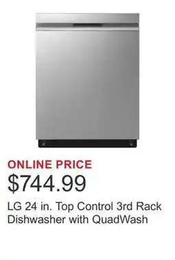 Costco LG 24 in. Top Control 3rd Rack Dishwasher with QuadWash offer
