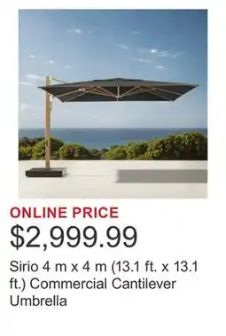 Costco Sirio 4 m x 4 m (13.1 ft. x 13.1 ft.) Commercial Cantilever Umbrella offer