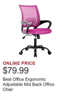Costco Best Office Ergonomic Adjustable Mid Back Office Chair offer