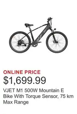 Costco VJET M1 500W Mountain E Bike With Torque Sensor, 75 km Max Range offer