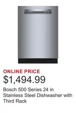 Costco Bosch 500 Series 24 in Stainless Steel Dishwasher with Third Rack offer