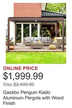 Costco Gazebo Penguin Kaslo Aluminum Pergola with Wood Finish offer