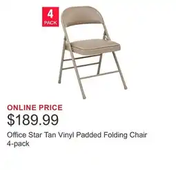 Costco Office Star Tan Vinyl Padded Folding Chair 4-pack offer