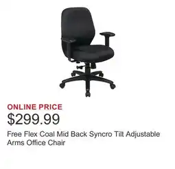 Costco Free Flex Coal Mid Back Syncro Tilt Adjustable Arms Office Chair offer
