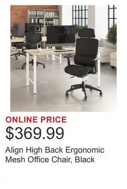 Costco Align High Back Ergonomic Mesh Office Chair, Black offer