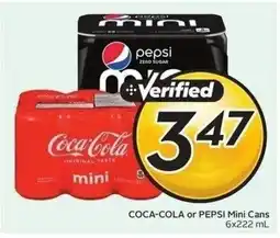 Sobeys COCA-COLA or PEPSI Mini Cans offer