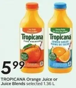 Sobeys Tropicana orange juice or juice blends selected offer
