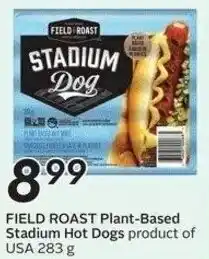 Sobeys Field roast plant-based stadium hot dogs offer
