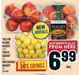 Marché Adonis YELLOW PLUMS BASKET 1.5L PEACH BASKET 3L NECTARINES BASKET 2L offer