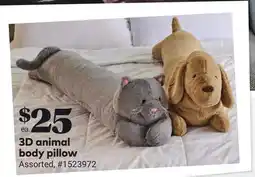 Giant Tiger 3D animal body pillow offer