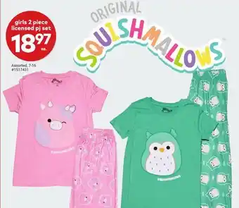 Giant Tiger girls 2 piece licensed pj set offer