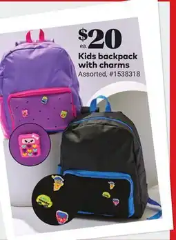 Giant Tiger Kids backpack with charms offer