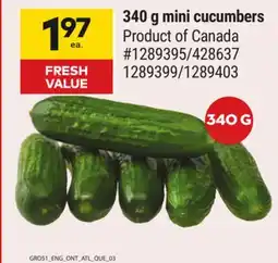 Giant Tiger 340 g mini cucumbers offer