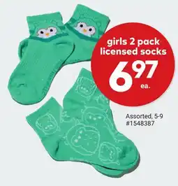 Giant Tiger Girls 2 pack licensed socks offer