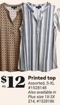 Giant Tiger Printed top offer