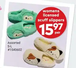 Giant Tiger womens licensed scuff slippers offer