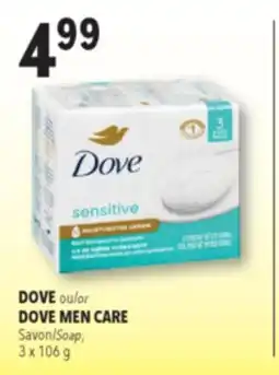 Familiprix DOVE or DOVE MEN CARE, Soap, 3 x 106 g offer