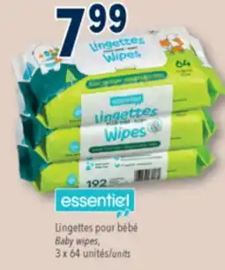 Familiprix ESSENTIEL, Baby wipes, 3 x 64 unités/units offer