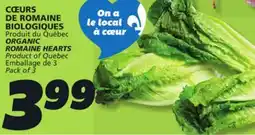 IGA ORGANIC ROMAINE HEARTS offer