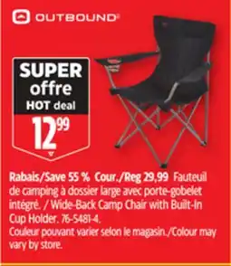 Canadian Tire Outbound Wide-Back Camp Chair with Built-In Cup Holder offer