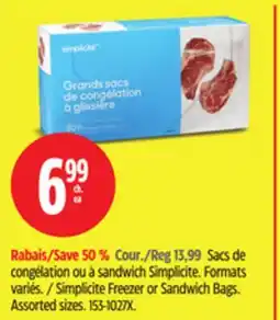 Canadian Tire Simplicite Freezer or Sandwich Bags offer