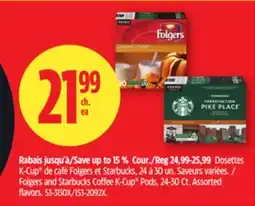 Canadian Tire Folgers and Starbucks Coffee K-Cup Pods offer