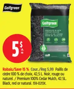 Canadian Tire Golfgreen Premium 100% Cedar Mulch, 42.5L offer