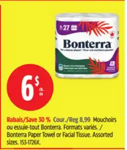 Canadian Tire Bonterra Paper Towel or Facial Tissue offer