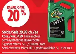 Canadian Tire Quaker State Semi-Synthetic Motor Oil offer
