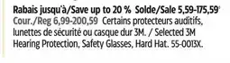 Canadian Tire Selected 3M Hearing Protection, Safety Glasses, Hard Hat offer