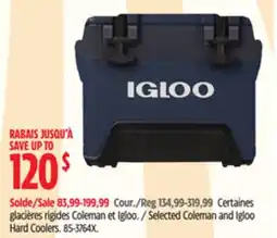 Canadian Tire Selected Coleman and Igloo Hard Coolers offer