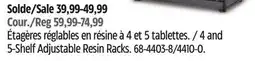 Canadian Tire Mastercraft 5-Shelf Adjustable Resin Racks offer