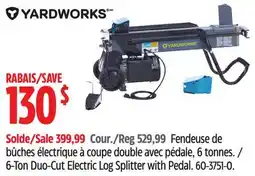 Canadian Tire Yardworks 6-Ton Duo-Cut Electric Log Splitter with Pedal offer
