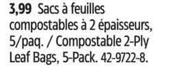 Canadian Tire Compostable 2-Ply Leaf Bags, 5-Pack offer
