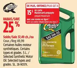 Canadian Tire QUAKER STATE Selected Synthetic Motor Oil offer