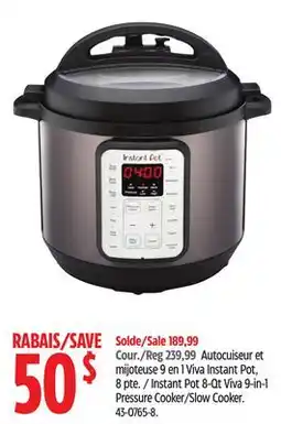 Canadian Tire Instant Pot 8-Qt Viva 9-in-1 Pressure Cooker/Slow Cooker offer