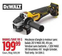 Canadian Tire DEWALT 20V MAX XR Brushless 41⁄2˝ Angle Grinder offer
