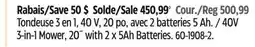 Canadian Tire WORX 40V 3-in-1 Mower, 20˝ with 2 x 5Ah Batteries offer