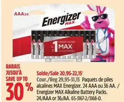 Canadian Tire Energizer MAX Alkaline Battery Packs offer