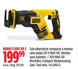 Canadian Tire DEWALT 20V MAX XR Brushless Compact Reciprocating Saw offer