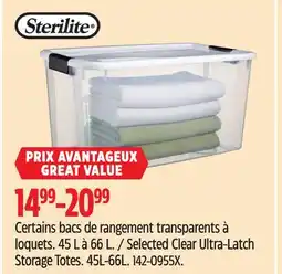 Canadian Tire Sterilite Selected Clear Ultra-Latch Storage Totes offer