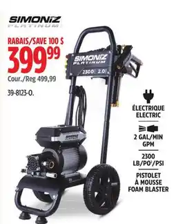 Canadian Tire SIMONIZ Platinum 2300 PSI 2.0 GPM Brushless Electric Pressure Washer w/ Foam Blaster Attachment offer