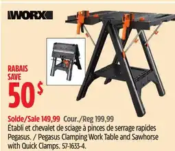 Canadian Tire Worx Pegasus Clamping Work Table and Sawhorse with Quick Clamps offer