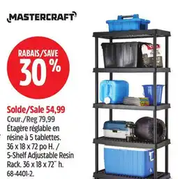 Canadian Tire Mastercraft 5-Shelf Adjustable Resin Rack offer