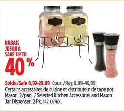Canadian Tire Kamenstein Selected Kitchen Accessories and Mason Jar Dispenser, 2-Pk offer