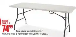 Canadian Tire 6´ Folding Table with Casters offer