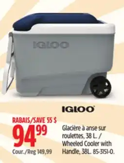 Canadian Tire Igloo Wheeled Cooler with Handle, 38L offer