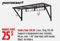 Canadian Tire Mastercraft 48˝ Gear Rack with Hooks, Black offer